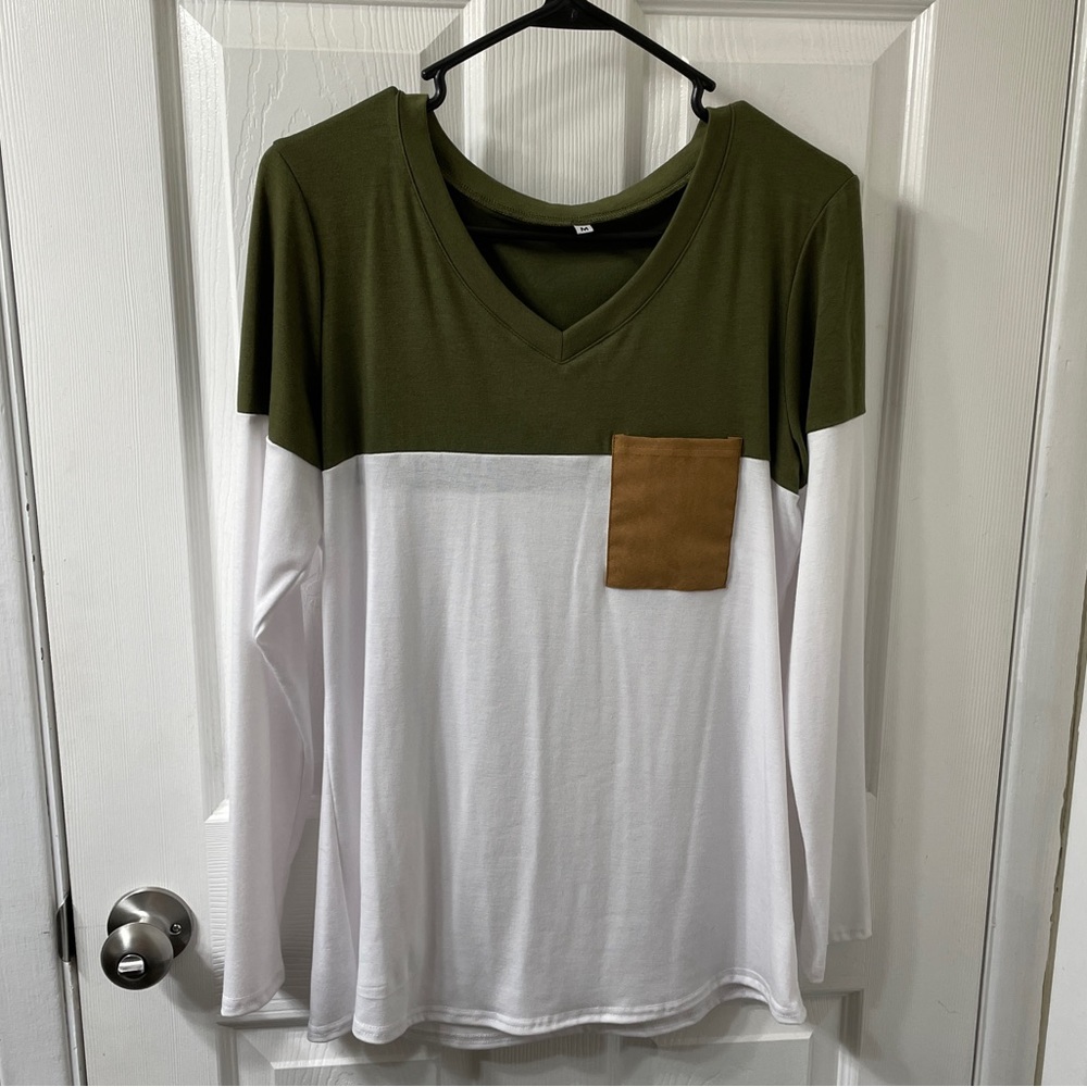 V Neck Color Block Shirt